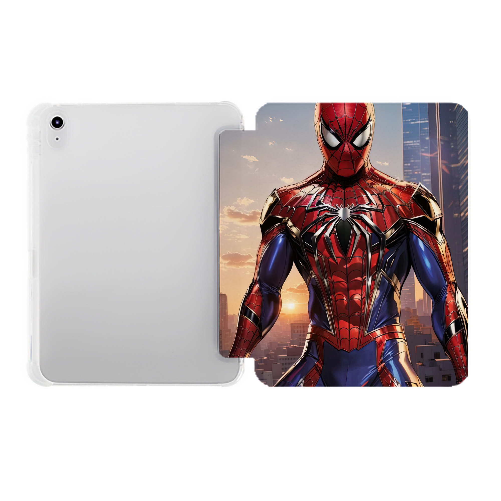 （画像用） Spider Man スパイダーマン IPad ケース ペン収納付き 三つ折りスタンド PUレザー×シリコン 対応機種9.5/10.5/10.9インチ